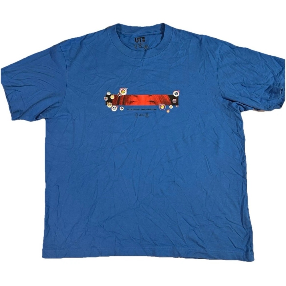 UT Uniqlo Billie Eilish Takashi Murakami T Shirt sz M MEDIUM Blue Short Sleeve